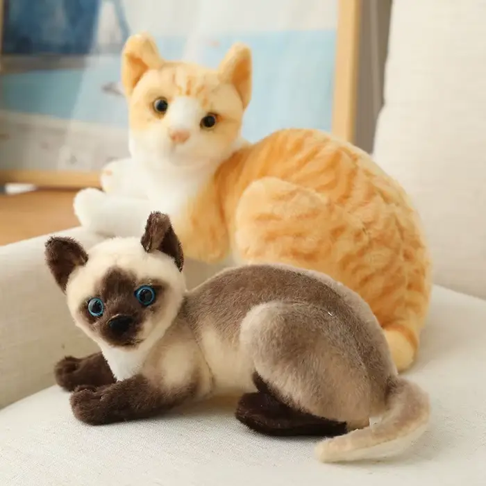 Peluche Siame Chats En Peluche Jouet 20/25cm Simulation Américain Shorthair Mignon Chat Pet Jouets R