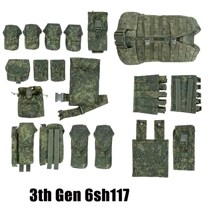 Gilet tactique russe 6sh117 Gen3 complet - Tenue de combat EMR avec poches MOLLE pour chasse