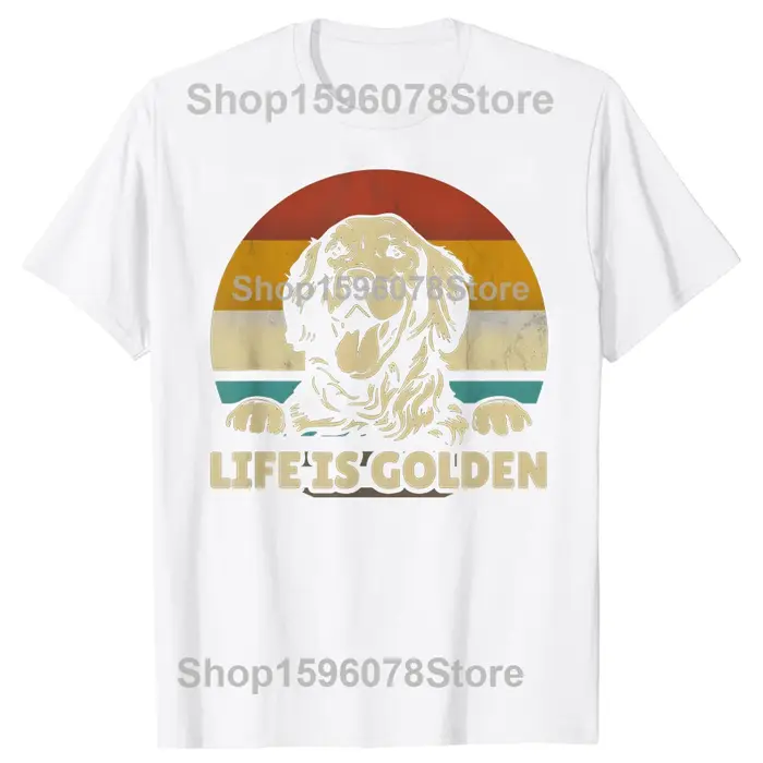 Golden Retriever chien la vie est dorée graphique T-shirts hommes femmes mode t-shirt style décontra