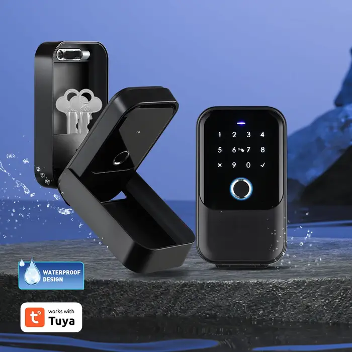 Boîte auxiliaire sécurisée en alliage de zinc et acier inoxydable avec accès par empreinte digitale, code PIN et application mobile pour usage extérieur et intérieur occasions spéciales