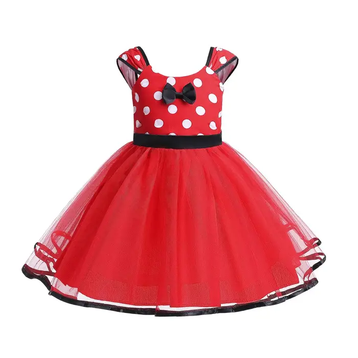 Robe Minni Mouse pour bébés filles, costume Cosplay, fête d'anniversaire, pois, mignon, carnaval, fê