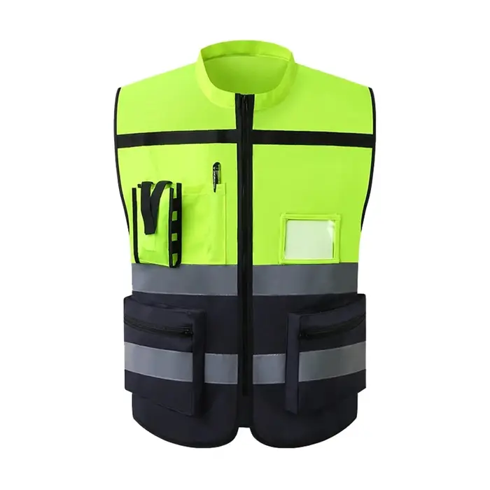 Gilet de vêtements de travail avec poches et fermeture éclair, vêtements de Construction minière, un