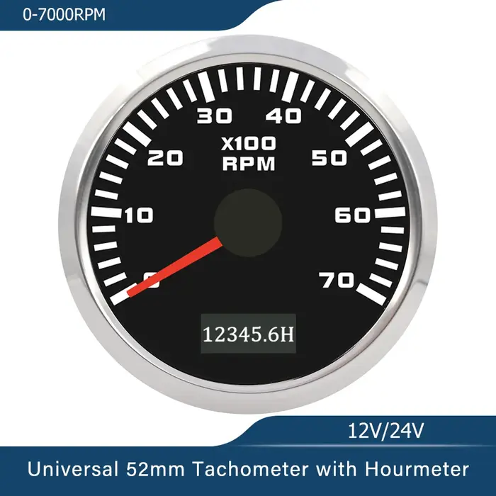 Tachymètre universel avec rétroéclairage rouge pour voiture, bateau, yacht, nouveau, 52mm, tr/min, m