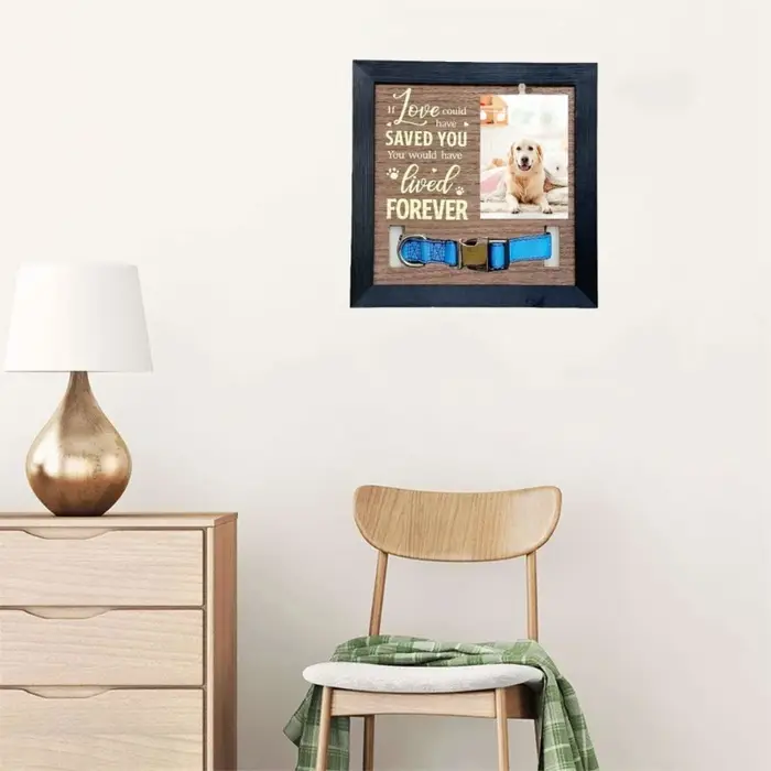 Cadre pour chiens chats décédés, 9x9 pouces, adapté à différentes tailles collier photos B03E