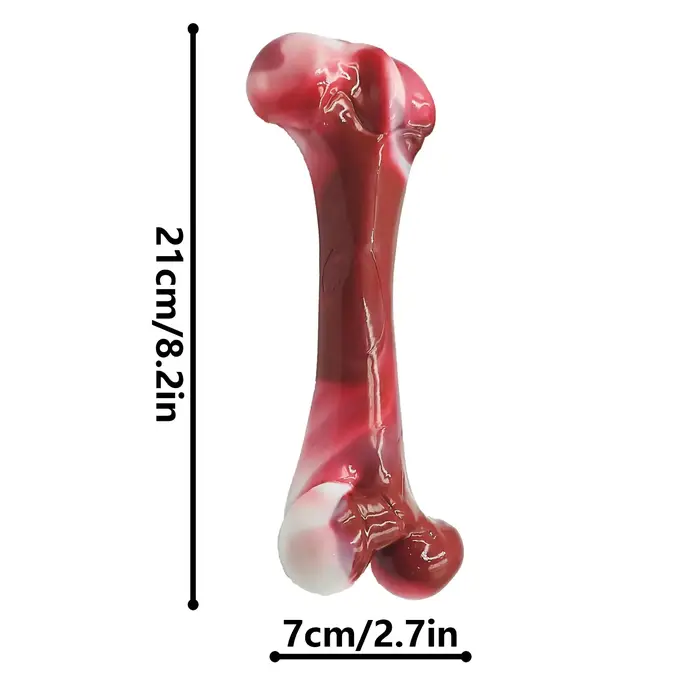 Os de chien au bacon, jouet à mâcher en caoutchouc rouge robuste pour chiens grandes, moyennes et petites tailles entraînement distraction