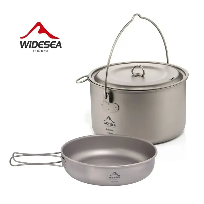 ESEA-Batterie de cuisine en titane pour camping, chaudron de tourisme, marmite d'extérieur, poêle à 