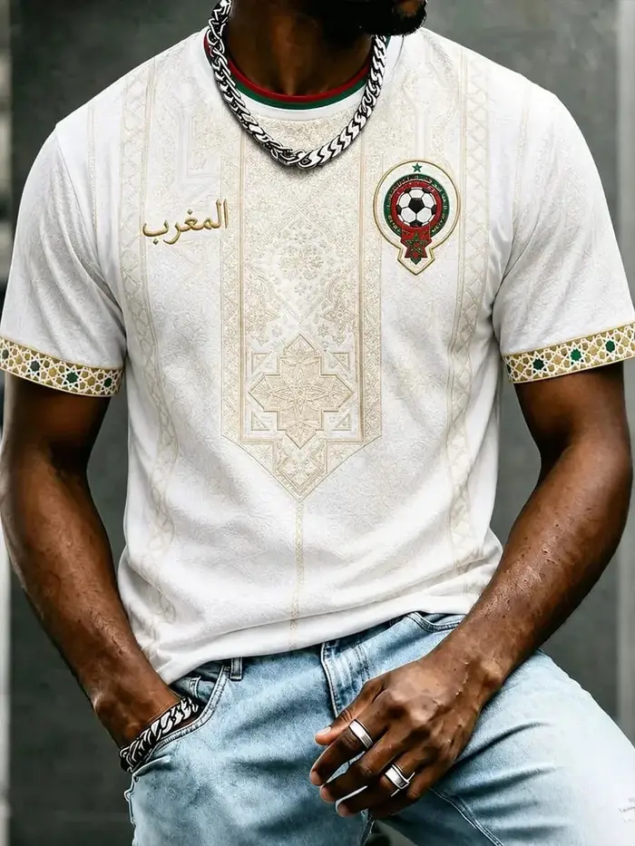 Nouveau maillot de football de l'équipe nationale marocaine 2026, style national, t-shirt décontract