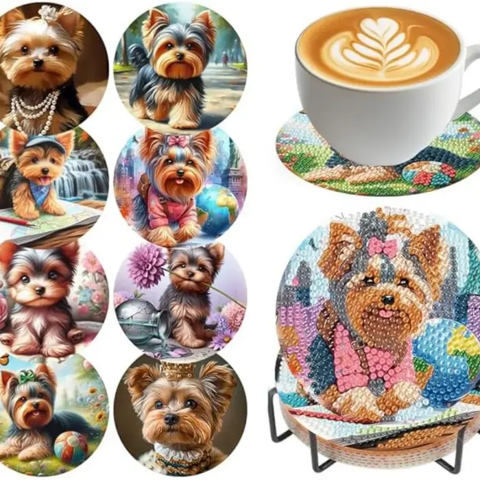 8 blocs de dessin diamantés avec supports, blocs de dessin diamantés DIY pour chiens, adaptés aux ad