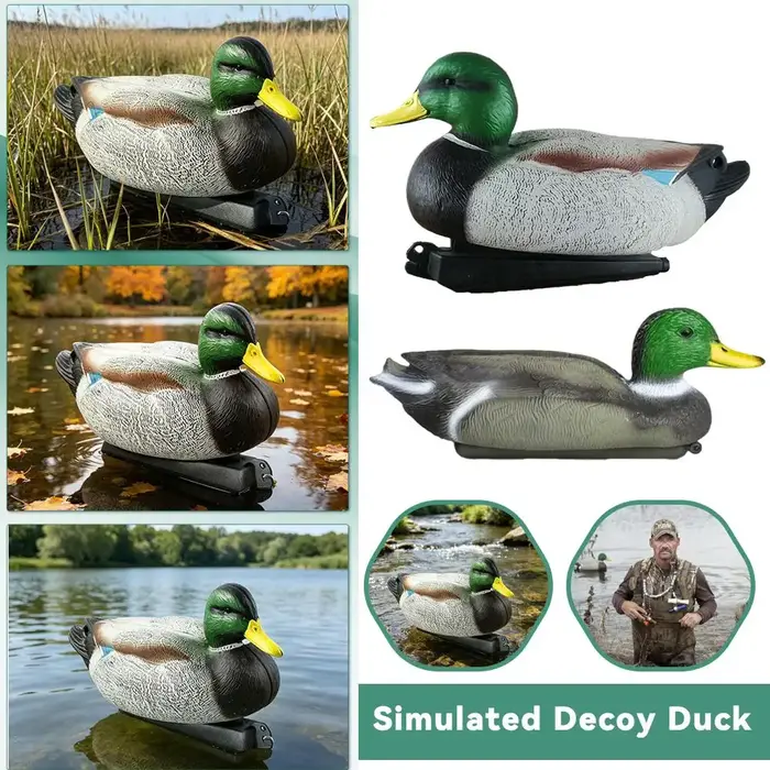 Leurre de chasse flottant 3D réaliste en plastique avec quille pour la pêche en extérieur, la décoration de jardin, de piscine et de cour