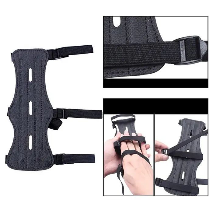 Équipement de tir à l'arc en cuir, Protection des bras, 3 sangles, Protection de l'avant-bras, arc réglable en toute sécurité, flèche, accessoires d'entraînement au tir de chasse