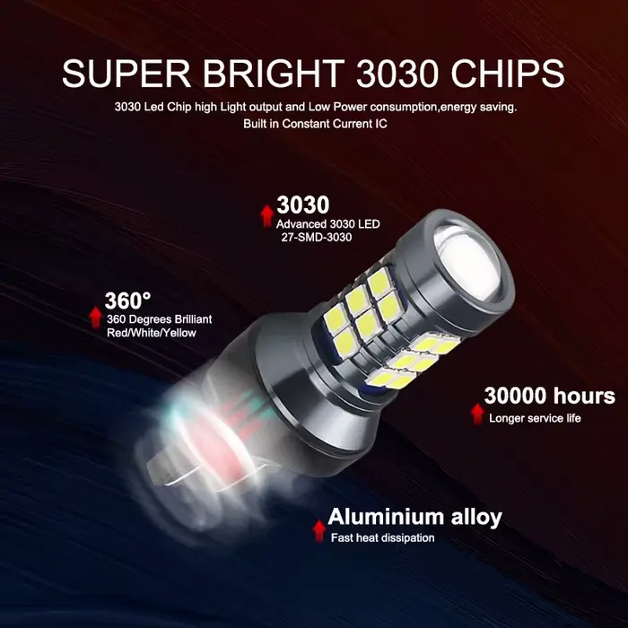 NLpearl 2x T20 LED 7440 WY21W W21W ampoule LED 7443 W21/5W Led T20 Super lumineux 3030SMD feu de rec