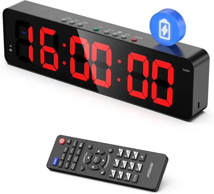 Minuterie de gymnastique avec télécommande, minuterie à intervalle ultra-clair de 11 pouces x 3,5 po