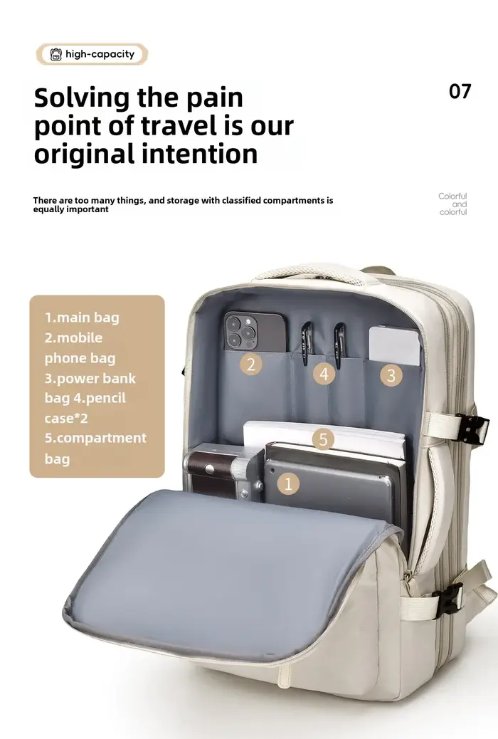 Sac à dos 45x30x25 avion, sac à dos de bagage à main de cabine, sac à dos pour ordinateur portable pour voyage en avion, sac à dos d'école, sac pour hommes et femmes