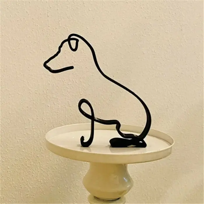 Statue de chien en fer forgé, bouledogue abstrait, teckel, Labrador, Chihuahua, ornement de chien pa