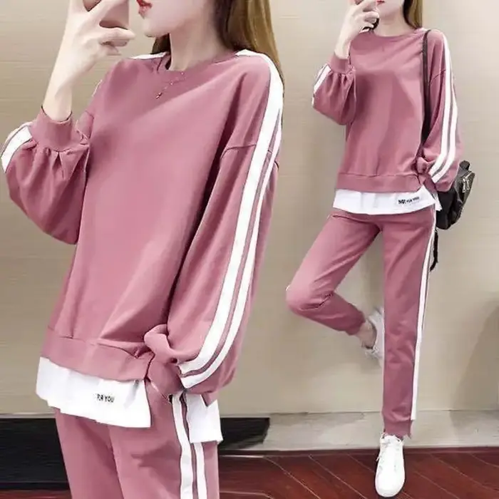 Ensemble de vêtements de sport pour femmes grandes tailles, sweat-shirt décontracté ample, ensemble 