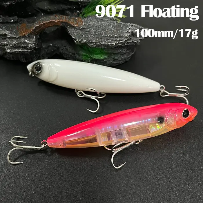 17g Surface crayon leurres de pêche marcher le chien flottant Wobbler Laser appât artificiel pour truite bar eau de mer Swimbait fournitures
