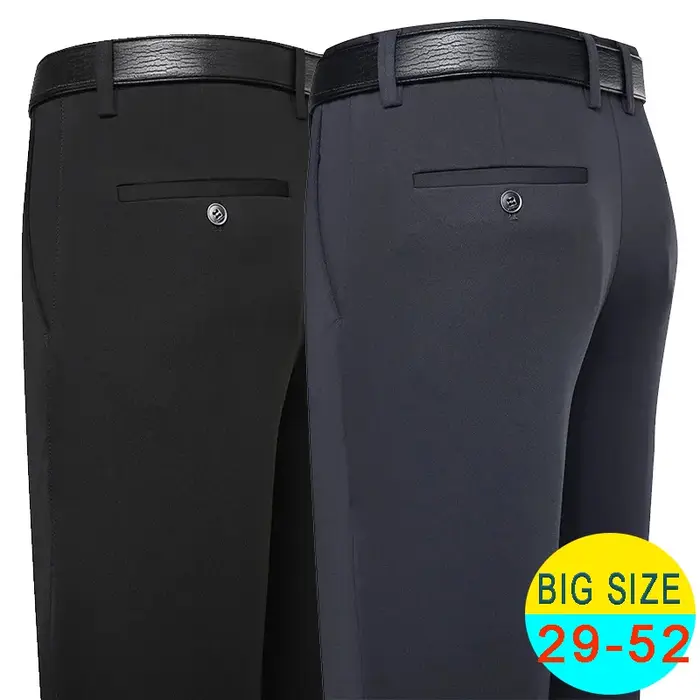 Pantalon costume homme stretch printemps été décontracté affaires formel classique marine taille 46 48 grande taille