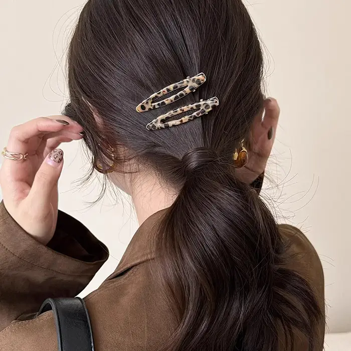 Pinces à cheveux en acétate, Barrettes géométriques ovales creuses, épingles latérales, épingle à ch