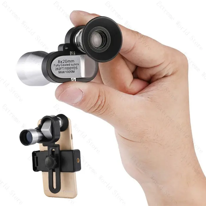 Monoculaire mini poche vision nocturne 8x20 zoom - télescope compact chasse camping randonnée