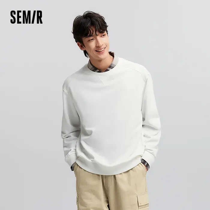 SEMIR-Pull à Manches sulfet Col Rond pour Homme, Vêtement Simple et Polyvalent, Décontracté, Couleur