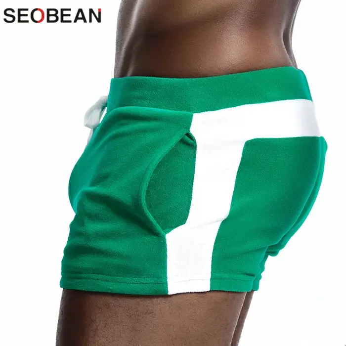 Shorts de maison pour hommes SEOBEAN, sexy, taille basse, en coton super doux et confortable, caleço