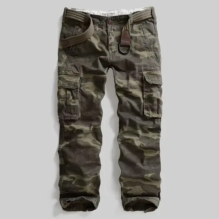 Pantalon camouflage militaire homme - Cargo droit lavé pour instructeur et activités outdoor