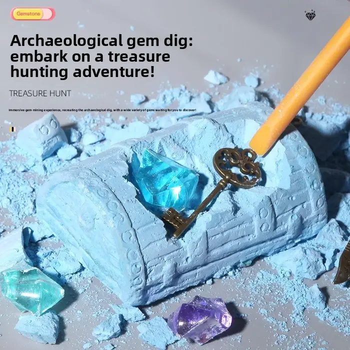 Boîte aveugle de chasse au trésor pour enfants archéologique avec pierre précieuse d'excavation interactive éducative et unique pour occasions spéciales