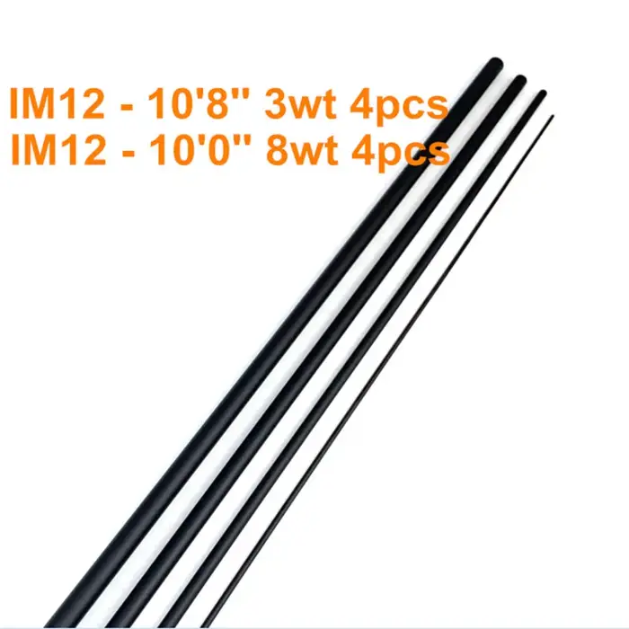 IM12 10'8 ''3wt 4 pièces et 10'0' 8wt 4 pièces canne à pêche en carbone Transparent noir blanc Actio