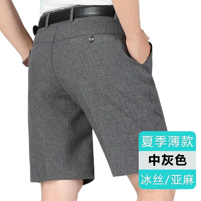 Shorts en lin décontractés et élégants pour homme - Style britannique - Taille élastique - Parfait pour l'été - Occasions spéciales