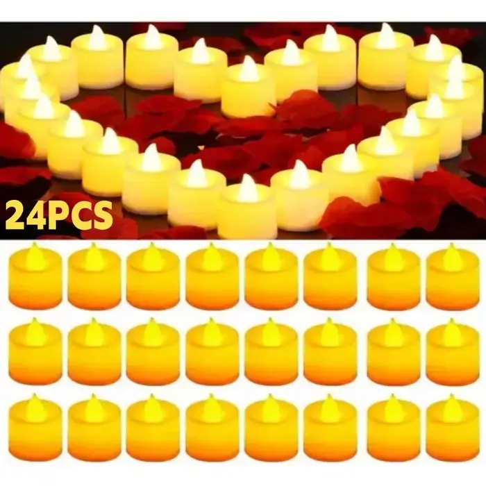 24 pièces bougies LED bougie sans flamme à piles, 200 + heures fausses bougies LED électriques bougi