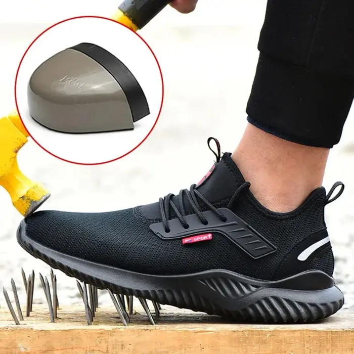 Chaussures de sécurité à la mode pour hommes, baskets Anti-écrasement avec embout en acier, Anti-per