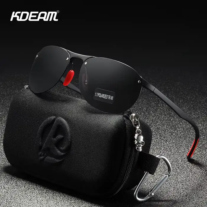 KDEAM – lunettes de soleil ovales sans bords pour hommes, polarisées, monture en matériau TR90, lent