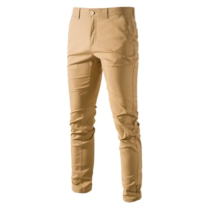 Pantalons décontractés pour hommes, 2023 coton, couleur unie, mode Business, Slim, extensible, gris,