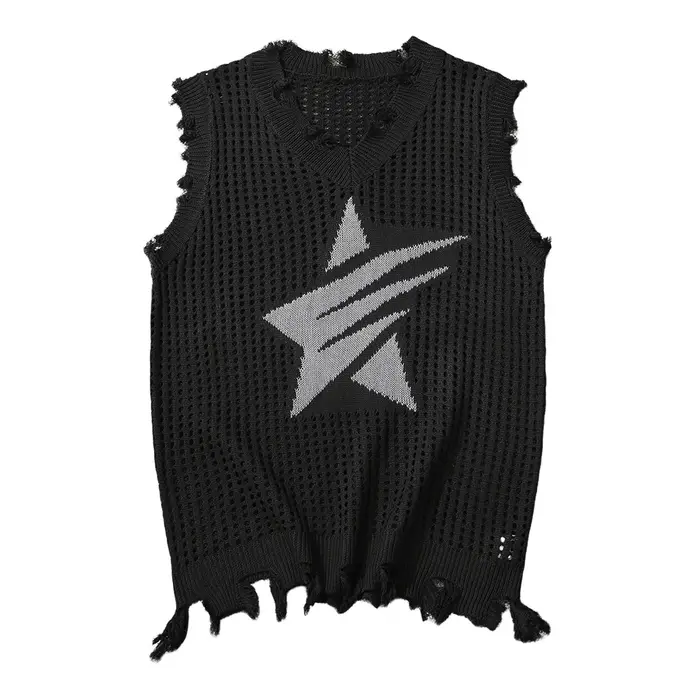 Gilet tricoté pour hommes, mode d'été, motif étoile, gilet en maille, décontracté, sans manches, res