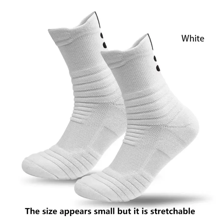 Chaussettes de sport polyester pour hommes tube moyen absorbant la sueur antidérapantes pour basket-ball badminton course à pied