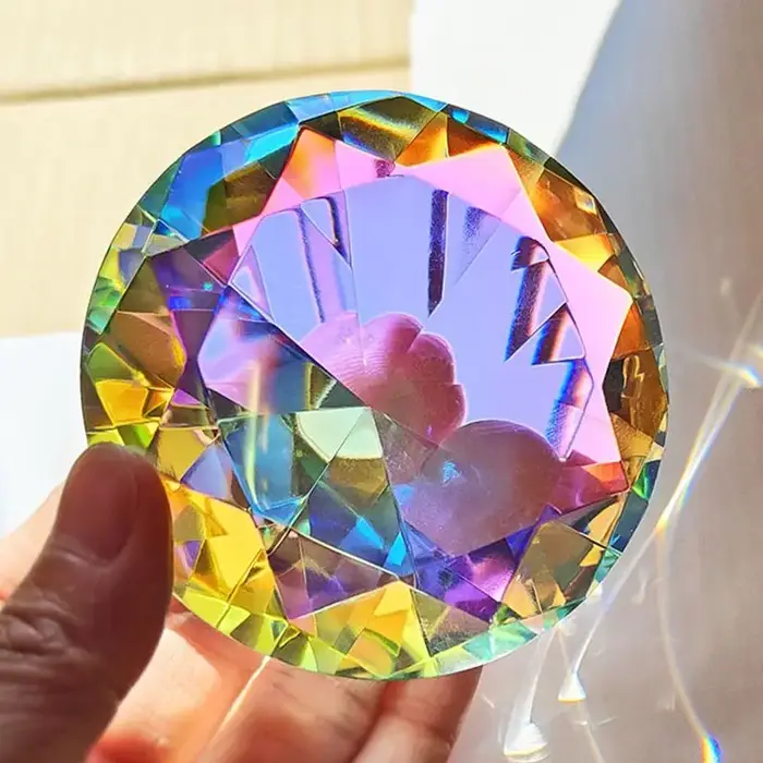 Presse-papier en cristal de diamant coloré K9, fabricant d'arc-en-ciel décoratif, diamants en verre 