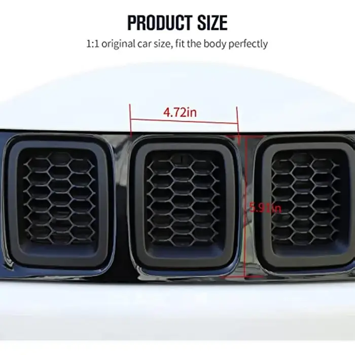 Inserts de calandre en Fiber de carbone pour voiture, 7 pièces, Kit de garnitures de cadre de couver