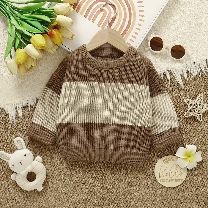 Bébé garçons filles chandails vêtements automne hiver tricoté infantile unisexe pulls col rond manch