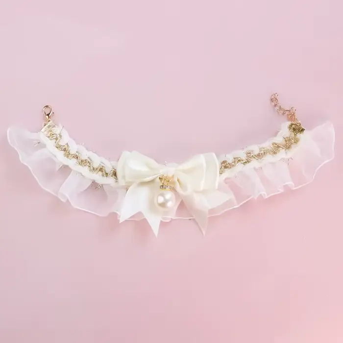 Collier de chien mignon nœud en dentelle collier de chat de chien de compagnie collier de chat régla