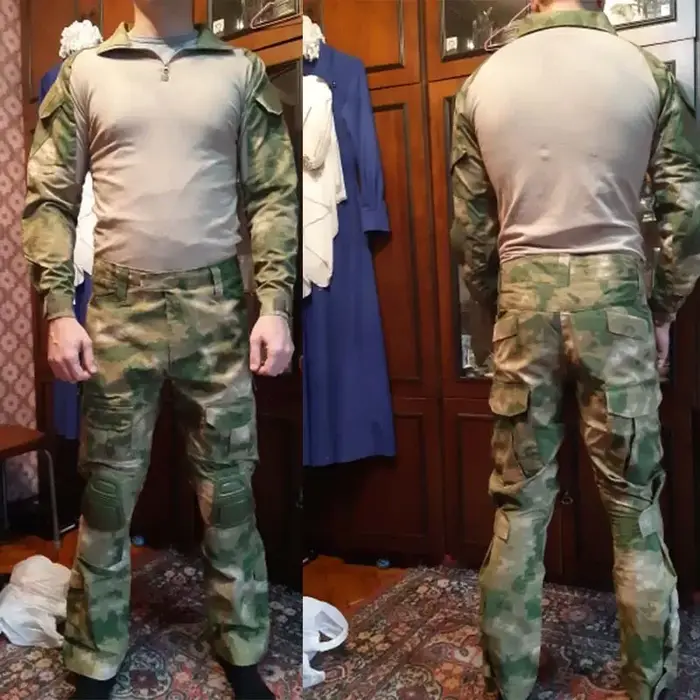 Tenue de chasse tactique camouflage imperméable avec protections - shirt et pantalon cargo outdoor