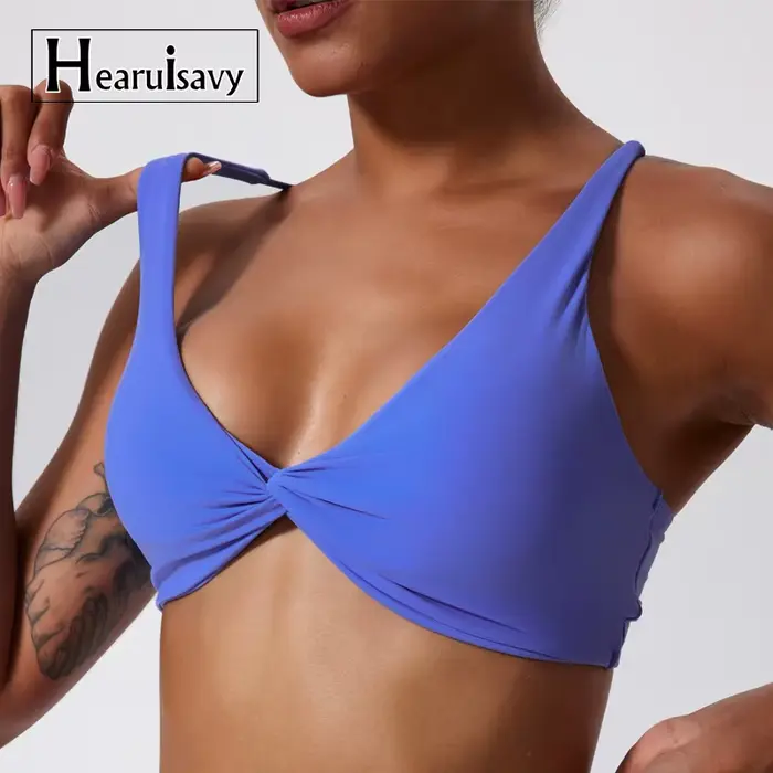 Hearuisavy Soutien-gorge de sport d'été antichoc push-up pour femme, haut de gym à séchage rapide, v