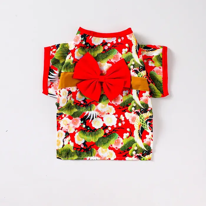 Adorable robe Kimono en brocart pour animaux de compagnie, robe de Style japonais pour animaux de co