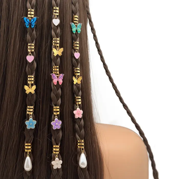 Pinces tressées papillon en cristal, 20 pièces, accessoires pour cheveux, Dreadlock, pendentif papil