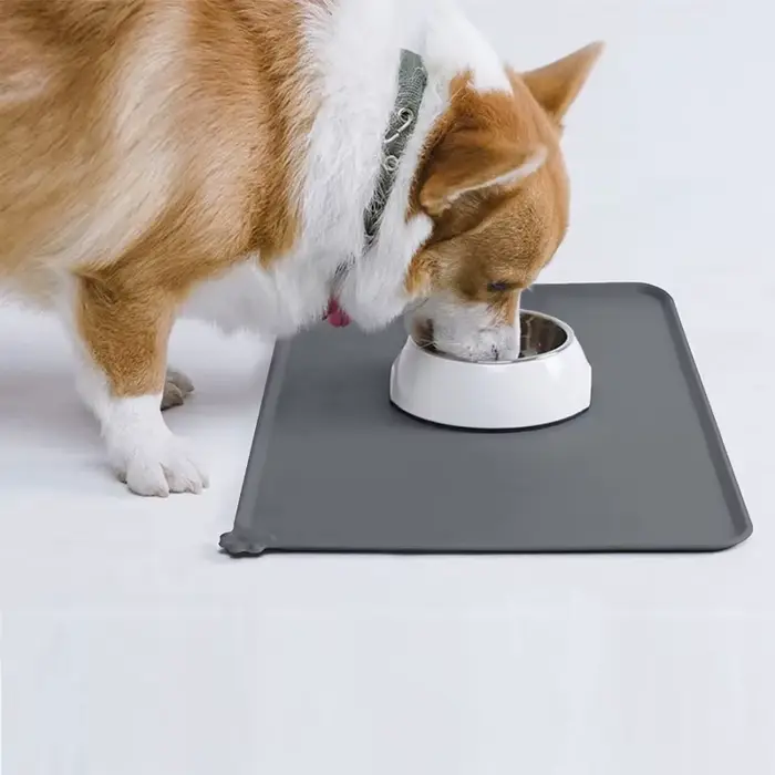 Tapis de nourriture pour chien et chat, pour bol d'alimentation pour animaux de compagnie, imperméable et antidérapant, tapis de bol en Silicone pour animaux de compagnie, tapis imperméable à pointe h