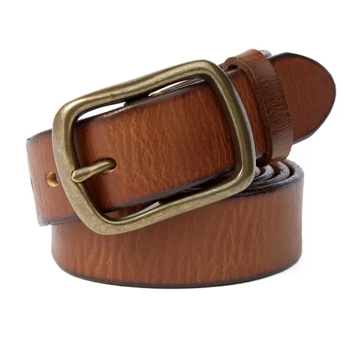 MEDYLA Vintage luxe fait à la main en cuir cuivre boucle homme ceinture peau de vache rétro tout-mat