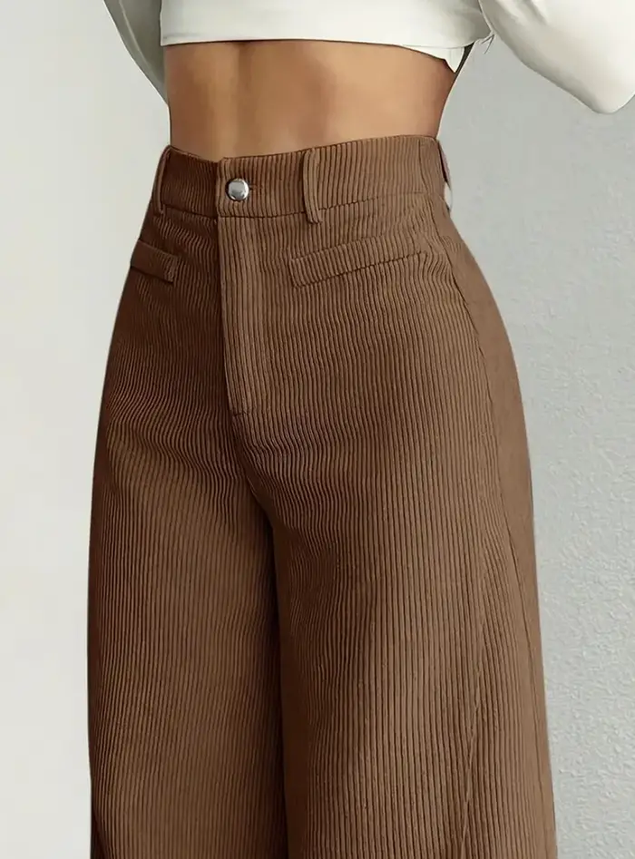 Pantalons à jambes larges pour femmes en polyester solide, velours côtelé, automne-hiver, confortable et élégant pour seniors occasions spéciales