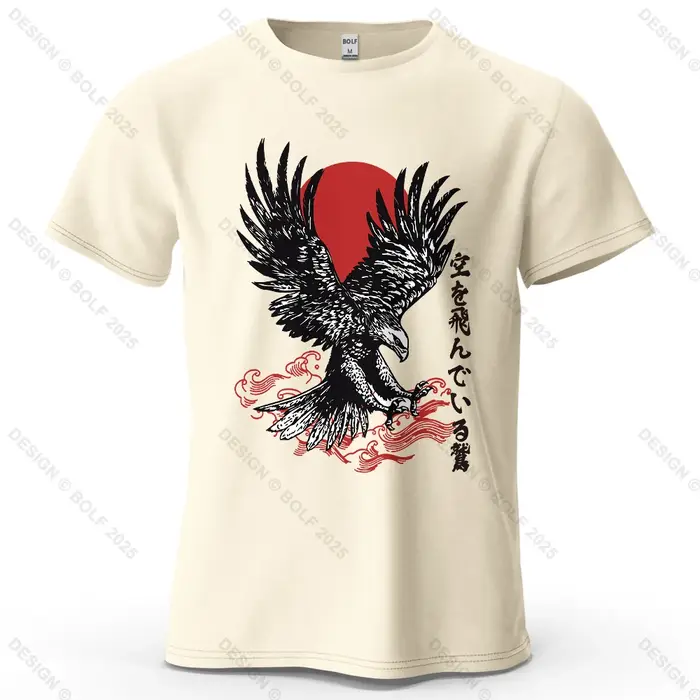 Magnifique T-Shirt homme imprimé aigle volant 100% coton surdimensionné majestueux graphique t-shirt