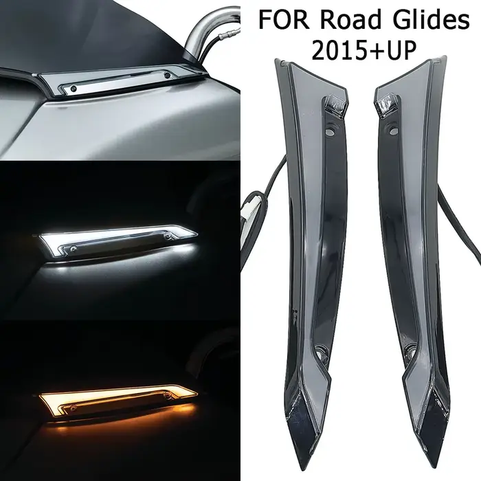Lampes décoratives de pare-brise de traceur chromé/noir de moto, feux de jour et clignotants pour Ha