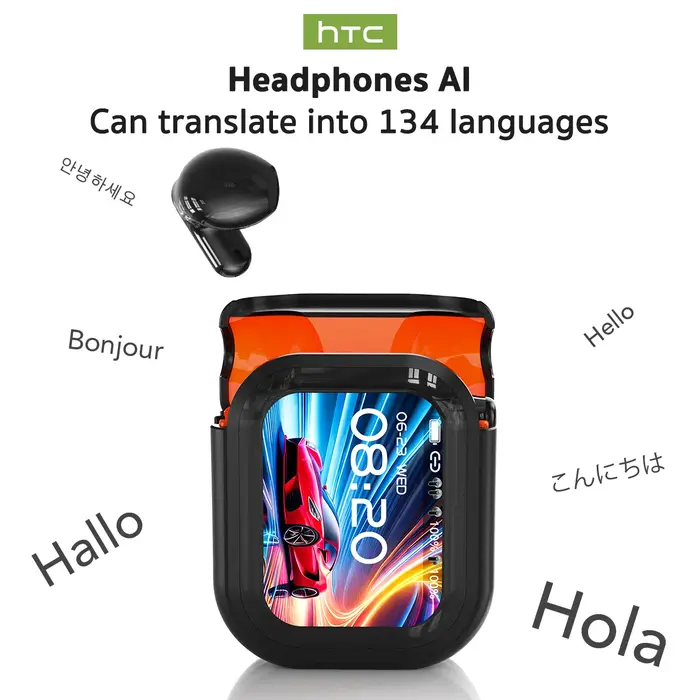 Écouteurs traducteur HTC NE20 Bluetooth 6.0 traduction vocale instantanée étanche IPX4 autonomie longue