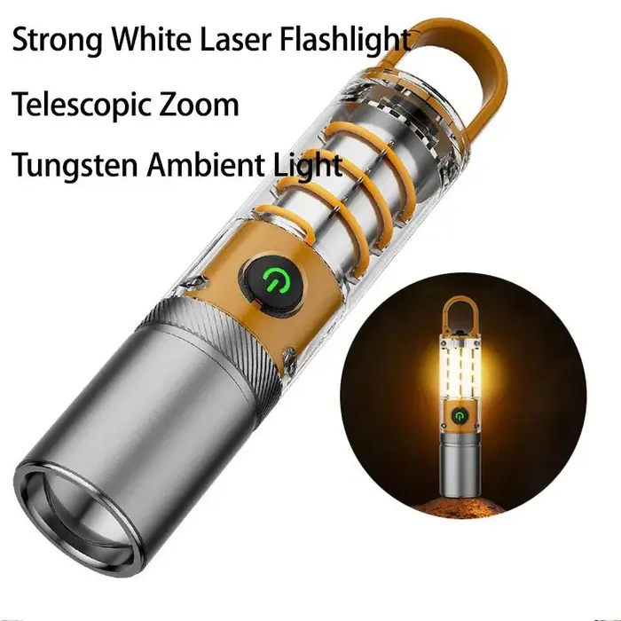 Lampe de poche LED en tungstène, double Source, Zoom télescopique, étanche, pour Camping en plein ai